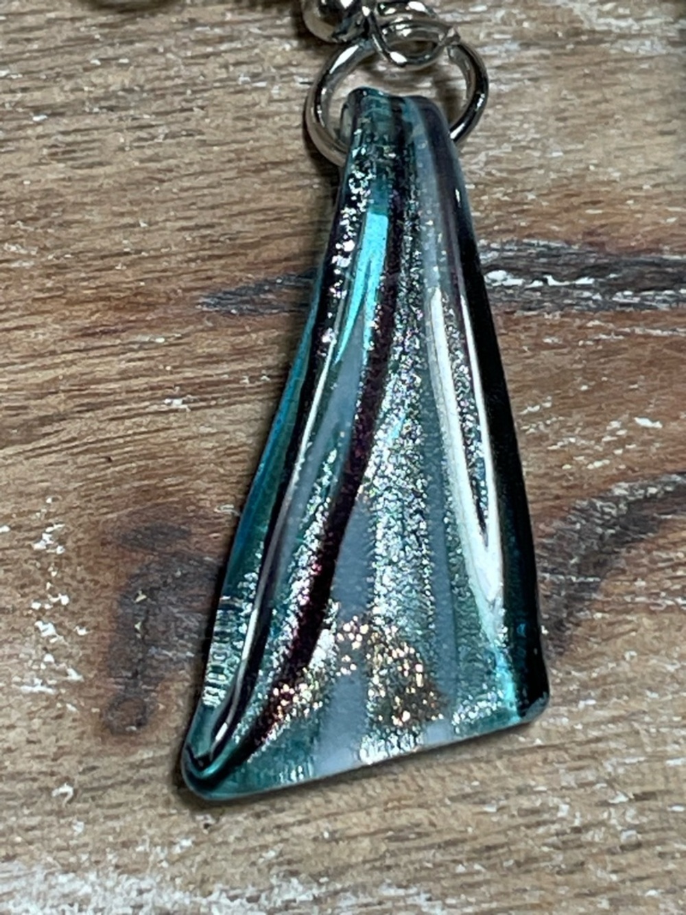 Handcrafted Sky Blue Glass Pendant Necklace and Earring Set - Picture 5 of 5